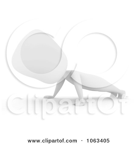 Clipart 3d Ivory Man Doing Push Ups - Royalty Free CGI Illustration by BNP Design Studio