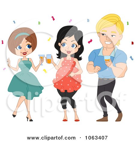 Clipart People Having Fun At A Baby Shower - Royalty Free Vector Illustration by BNP Design Studio