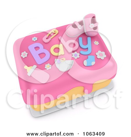 Clipart 3d Girl Baby Shower Cake - Royalty Free CGI Illustration by BNP Design Studio