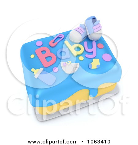Clipart 3d Boy Baby Shower Cake - Royalty Free CGI Illustration by BNP Design Studio