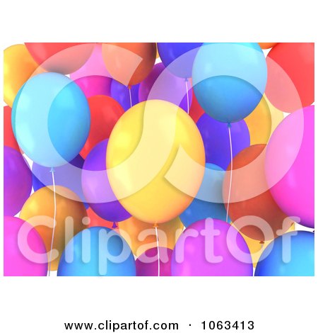 Clipart 3d Colorful Birthday Balloons - Royalty Free CGI Illustration by BNP Design Studio