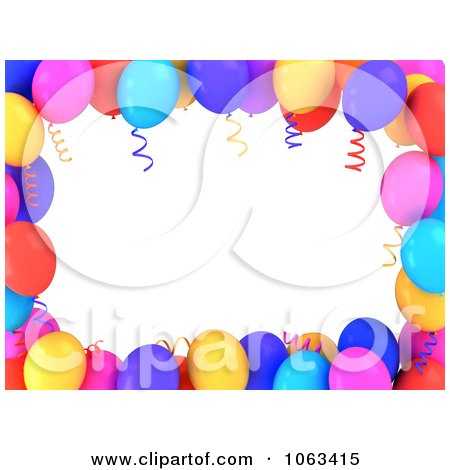 Clipart 3d Frame Of Colorful Birthday Balloons - Royalty Free CGI Illustration by BNP Design Studio