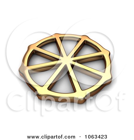 Clipart 3d Golden Dharmacakra Symbol - Royalty Free CGI Illustration by BNP Design Studio