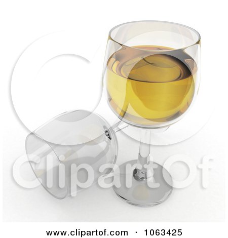 Clipart 3d White Wine And Glasses - Royalty Free CGI Illustration by BNP Design Studio