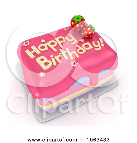 Clipart 3d Straberry Birthday Cake - Royalty Free CGI Illustration by BNP Design Studio