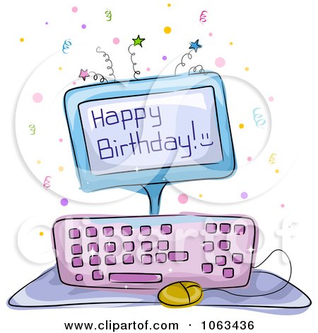Clipart Computer Birthday Cake - Royalty Free Vector Illustration by BNP Design Studio