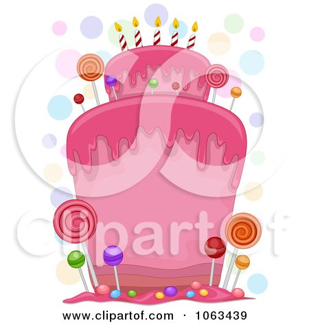Clipart Pink Lolipop Birthday Cake - Royalty Free Vector Illustration by BNP Design Studio