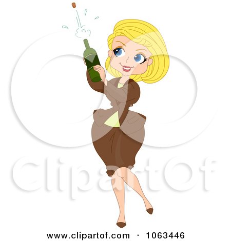 Clipart Pinup Woman Popping Champagne - Royalty Free Vector Illustration by BNP Design Studio