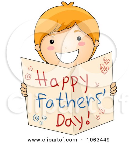 Clipart Boy Holding A Happy Fathers Day Card - Royalty Free Vector Illustration by BNP Design Studio