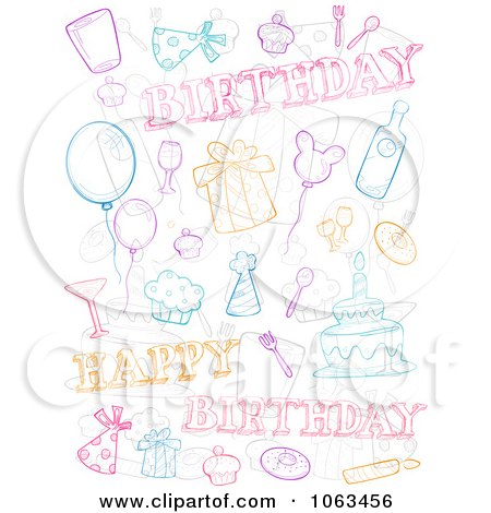Clipart Birthday Doodle Collage - Royalty Free Vector Illustration by BNP Design Studio