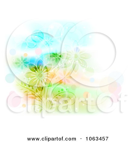 Clipart Floral Background With Bubbles On White - Royalty Free Vector Illustration by BNP Design Studio