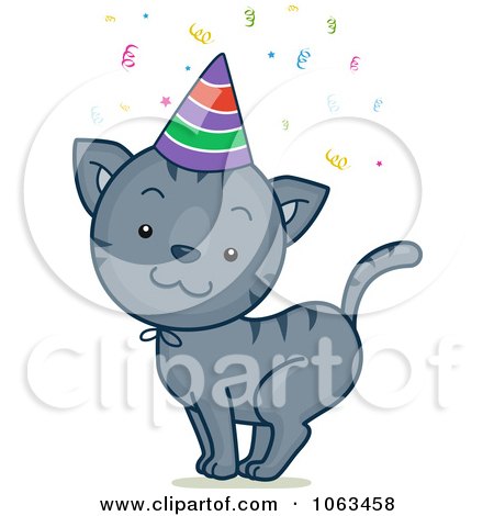 Clipart Birthday Cat - Royalty Free Vector Illustration by BNP Design Studio