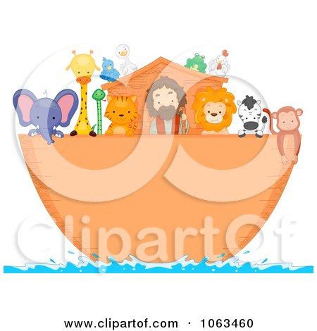 Clipart Noah And Animals On The Ark - Royalty Free Vector Illustration by BNP Design Studio