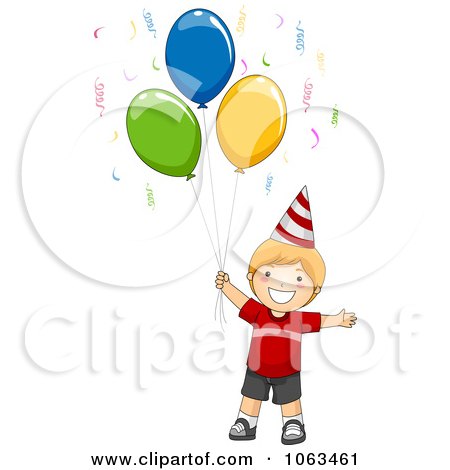 Clipart Birthday Boy With Balloons - Royalty Free Vector Illustration by BNP Design Studio