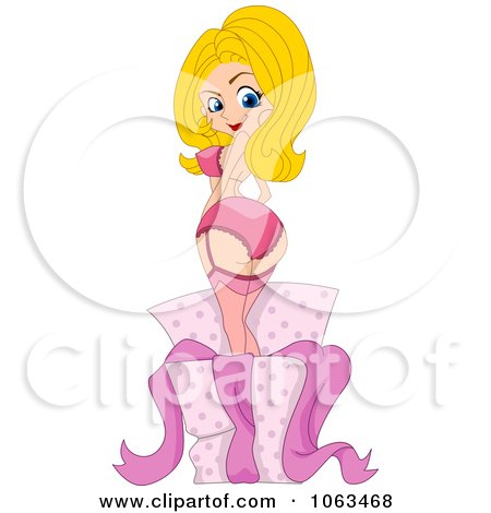 Clipart Female Stripper In A Gift Box - Royalty Free Vector Illustration by BNP Design Studio