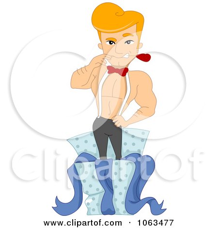 Clipart Male Stripper Popping Out Of A Box - Royalty Free Vector Illustration by BNP Design Studio