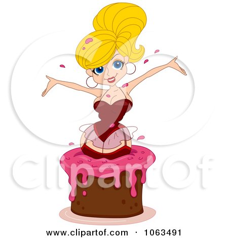 Clipart Female Stripper In A Cake - Royalty Free Vector Illustration by BNP Design Studio