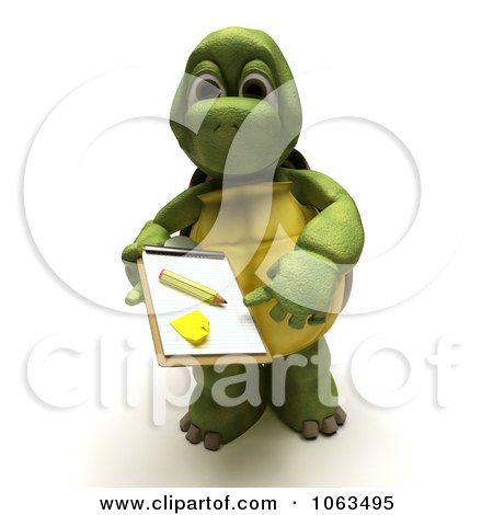 Clipart 3d Tortoise Requesting A Signature - Royalty Free CGI Illustration by KJ Pargeter