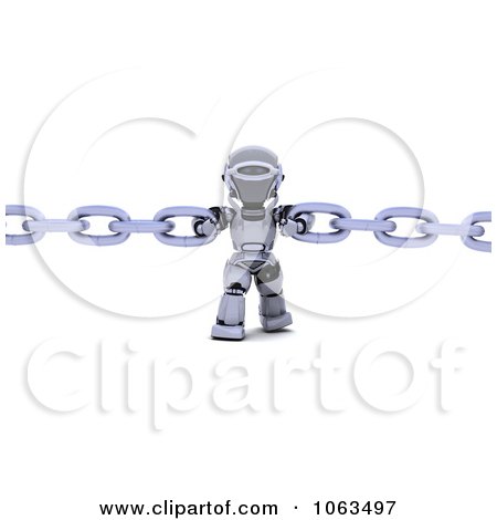 Clipart 3d Robot Holding Two Chains - Royalty Free CGI Illustration by KJ Pargeter