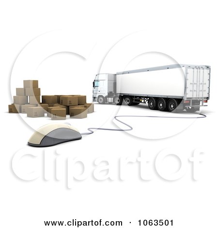 Clipart 3d Truck, Computer Mouse And Boxes - Royalty Free CGI Illustration by KJ Pargeter