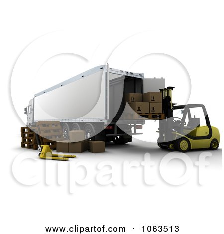 Clipart 3d Forklift Loading A Big Rig - Royalty Free CGI Illustration by KJ Pargeter