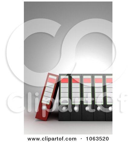 Clipart 3d Archival Ring Binders In A Row 1 - Royalty Free CGI Illustration by stockillustrations