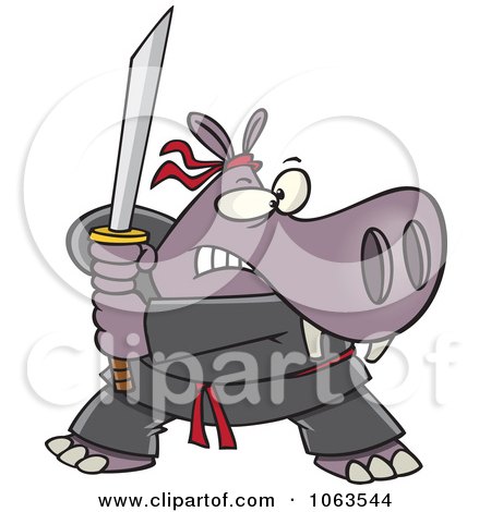 Clipart Hippo Ninja - Royalty Free Vector Illustration by toonaday