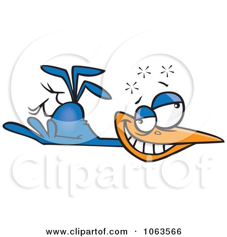 Clipart Tipsy Blue Bird - Royalty Free Vector Illustration by toonaday