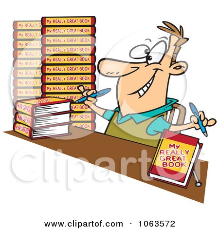 Clipart Author Signing Books - Royalty Free Vector Illustration by toonaday