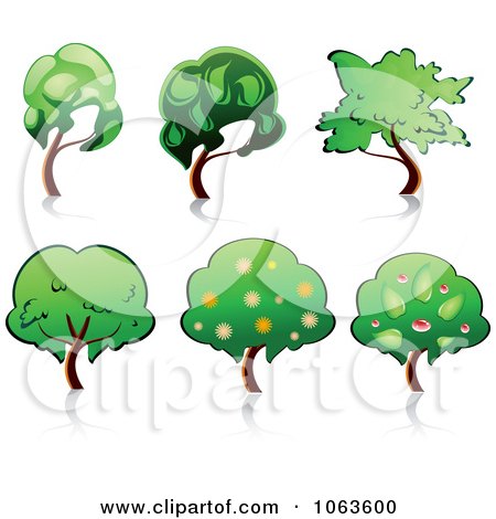 Clipart Trees Digital Collage 6 - Royalty Free Vector Illustration by Vector Tradition SM