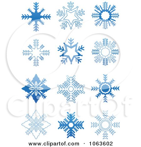 Clipart Snowflakes In Blue Digital Collage 5 - Royalty Free Vector Illustration by Vector Tradition SM