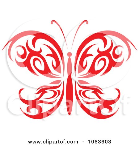 Clipart Red Tribal Butterfly 5 - Royalty Free Vector Illustration by Vector Tradition SM