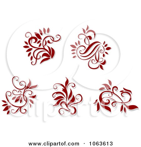 Clipart Red Flourishes Digital Collage 2 - Royalty Free Vector Illustration by Vector Tradition SM