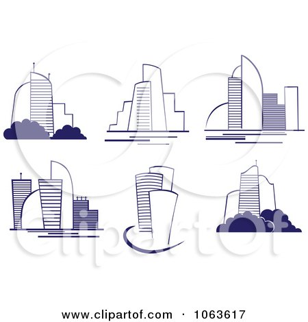 Clipart Blue Skyscrapers Digital Collage 5 - Royalty Free Vector Illustration by Vector Tradition SM