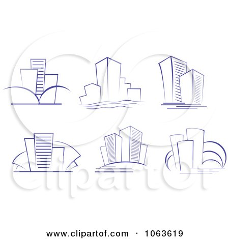 Clipart Blue Skyscrapers Digital Collage 6 - Royalty Free Vector Illustration by Vector Tradition SM
