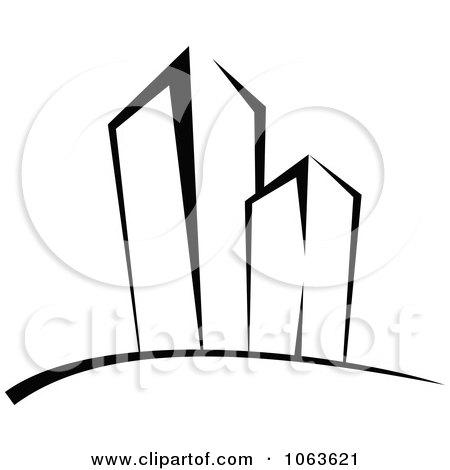 Clipart Black And White Skyscraper Logo 1 - Royalty Free Vector Illustration by Vector Tradition SM
