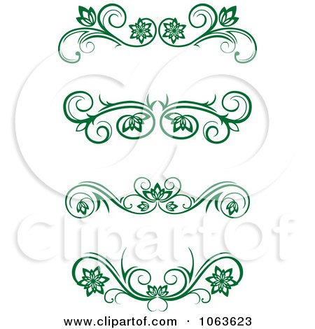 Clipart Green Flourish Borders Digital Collage 10 - Royalty Free Vector Illustration by Vector Tradition SM