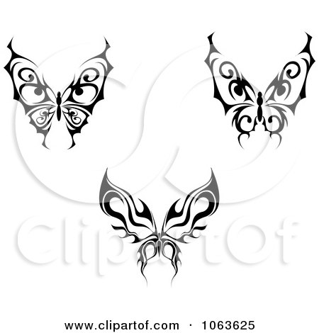 Clipart Black Tribal Butterflies Digital Collage 3 - Royalty Free Vector Illustration by Vector Tradition SM