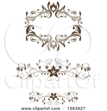 Clipart Brown Flourish Borders Digital Collage - Royalty Free Vector Illustration by Vector Tradition SM