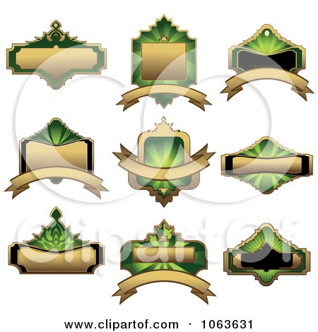 Clipart Blank Green Labels Digital Collage 13 - Royalty Free Vector Illustration by Vector Tradition SM
