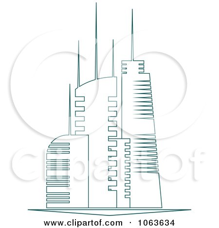 Clipart Teal Skyscraper Logo 3 - Royalty Free Vector Illustration by Vector Tradition SM