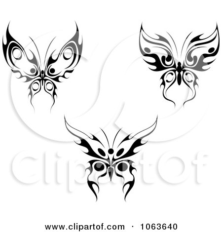 Clipart Black Tribal Butterflies Digital Collage 4 - Royalty Free Vector Illustration by Vector Tradition SM