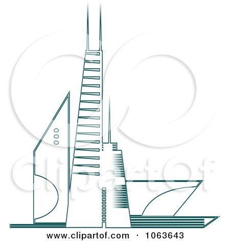 Clipart Teal Skyscraper Logo 4 - Royalty Free Vector Illustration by Vector Tradition SM