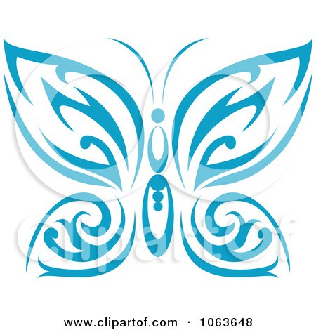 Clipart Blue Tribal Butterfly 3 - Royalty Free Vector Illustration by Vector Tradition SM