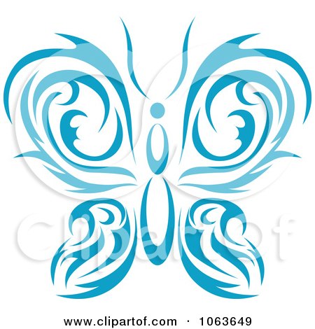 Clipart Blue Tribal Butterfly 1 - Royalty Free Vector Illustration by Vector Tradition SM
