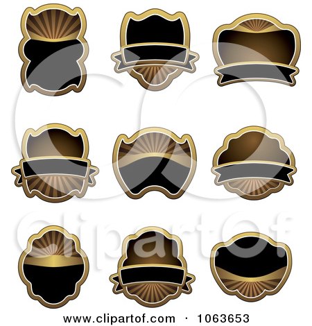 Clipart Blank Gold And Black Labels Digital Collage 3 - Royalty Free Vector Illustration by Vector Tradition SM