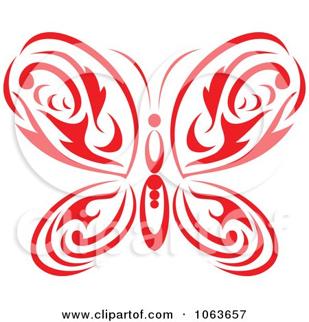 Clipart Red Tribal Butterfly 2 - Royalty Free Vector Illustration by Vector Tradition SM