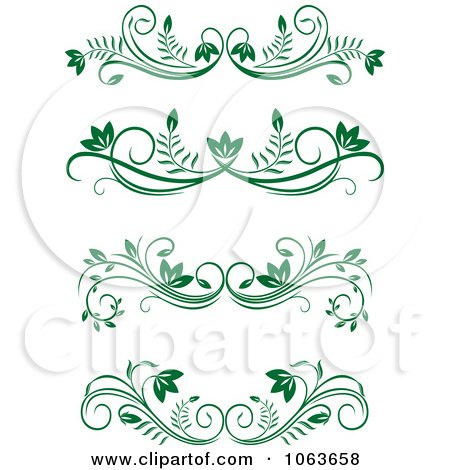 Clipart Green Flourish Borders Digital Collage 8 - Royalty Free Vector Illustration by Vector Tradition SM