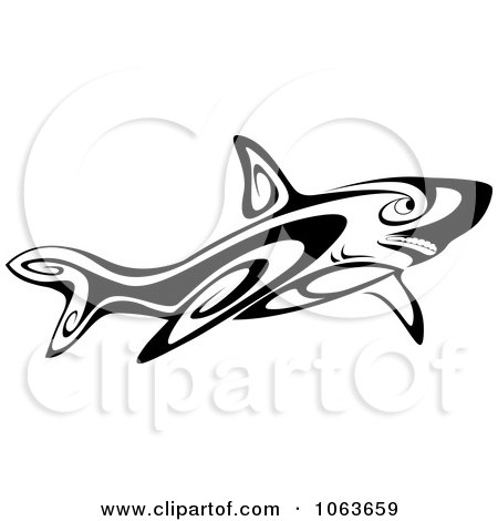 Clipart Tribal Shark Black And White 3 - Royalty Free Vector Illustration by Vector Tradition SM