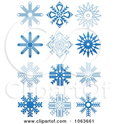 Clipart Snowflakes In Blue Digital Collage 7 - Royalty Free Vector Illustration by Vector Tradition SM